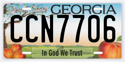 GA license plate CCN7706