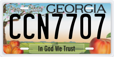 GA license plate CCN7707