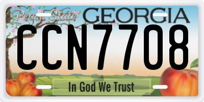 GA license plate CCN7708