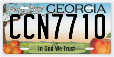 GA license plate CCN7710