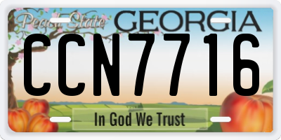 GA license plate CCN7716