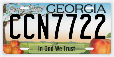 GA license plate CCN7722