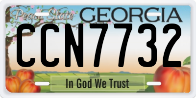 GA license plate CCN7732