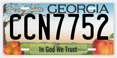GA license plate CCN7752