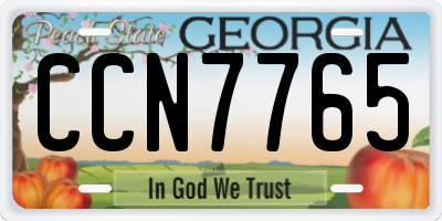 GA license plate CCN7765