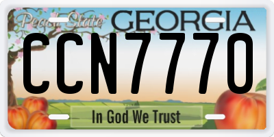 GA license plate CCN7770