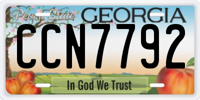 GA license plate CCN7792