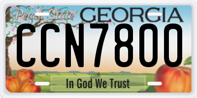 GA license plate CCN7800