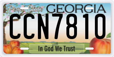 GA license plate CCN7810