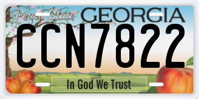 GA license plate CCN7822