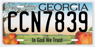 GA license plate CCN7839