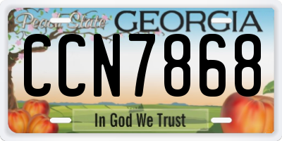 GA license plate CCN7868