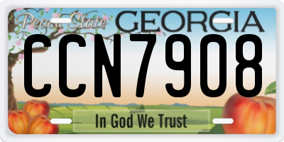 GA license plate CCN7908