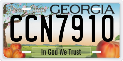 GA license plate CCN7910