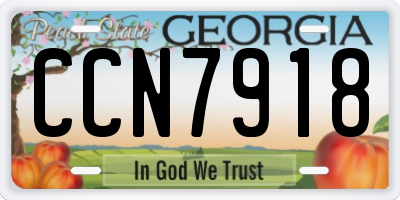 GA license plate CCN7918