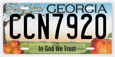 GA license plate CCN7920