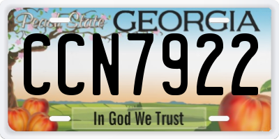 GA license plate CCN7922