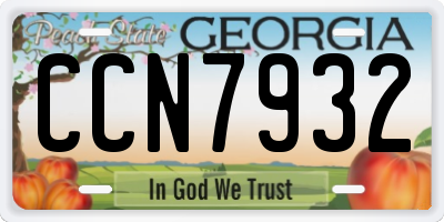 GA license plate CCN7932