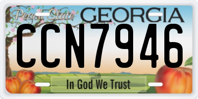 GA license plate CCN7946