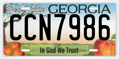 GA license plate CCN7986