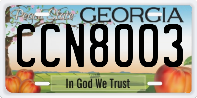 GA license plate CCN8003