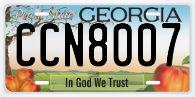 GA license plate CCN8007