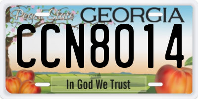 GA license plate CCN8014