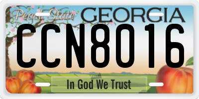 GA license plate CCN8016