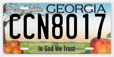 GA license plate CCN8017