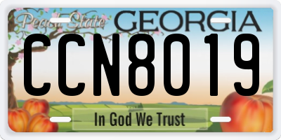 GA license plate CCN8019