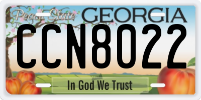 GA license plate CCN8022