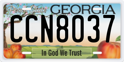 GA license plate CCN8037