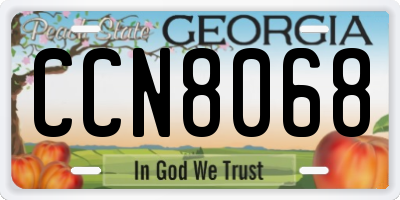 GA license plate CCN8068