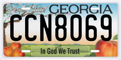 GA license plate CCN8069