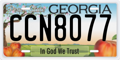 GA license plate CCN8077