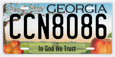 GA license plate CCN8086