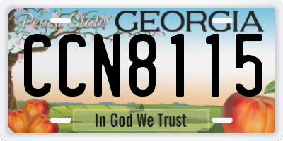 GA license plate CCN8115