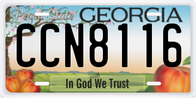 GA license plate CCN8116
