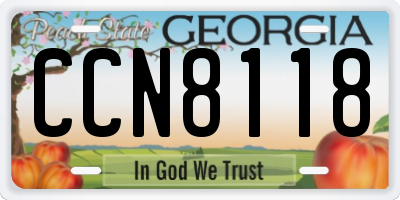 GA license plate CCN8118