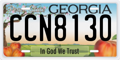 GA license plate CCN8130