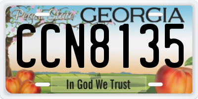 GA license plate CCN8135