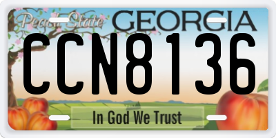 GA license plate CCN8136