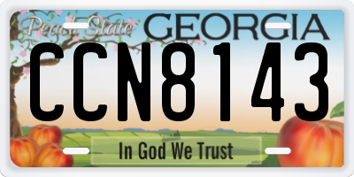 GA license plate CCN8143