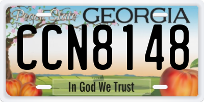 GA license plate CCN8148