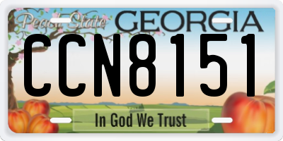 GA license plate CCN8151