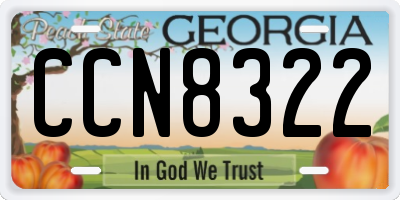 GA license plate CCN8322