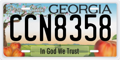 GA license plate CCN8358