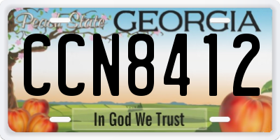 GA license plate CCN8412