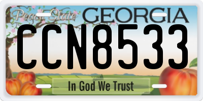GA license plate CCN8533