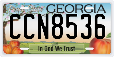 GA license plate CCN8536
